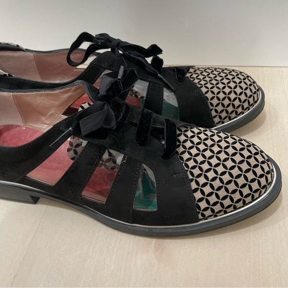 BeautiFeel Women's  41 Tera Black Oxford Shoes Suede Leather Velvet NO Insoles - Picture 6 of 13